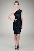 One Shoulder Piping Cocktail Dress in Black