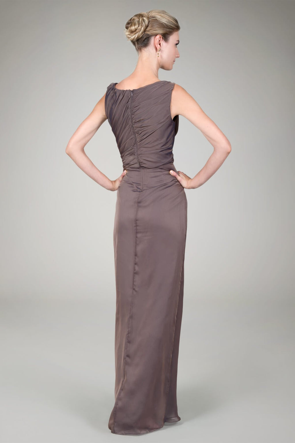 Iridescent Column Gown in Marigold