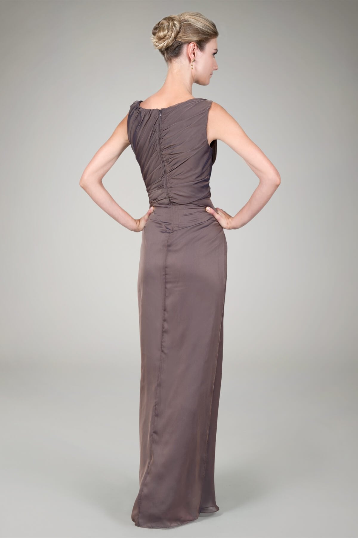 Iridescent Column Gown in Marigold