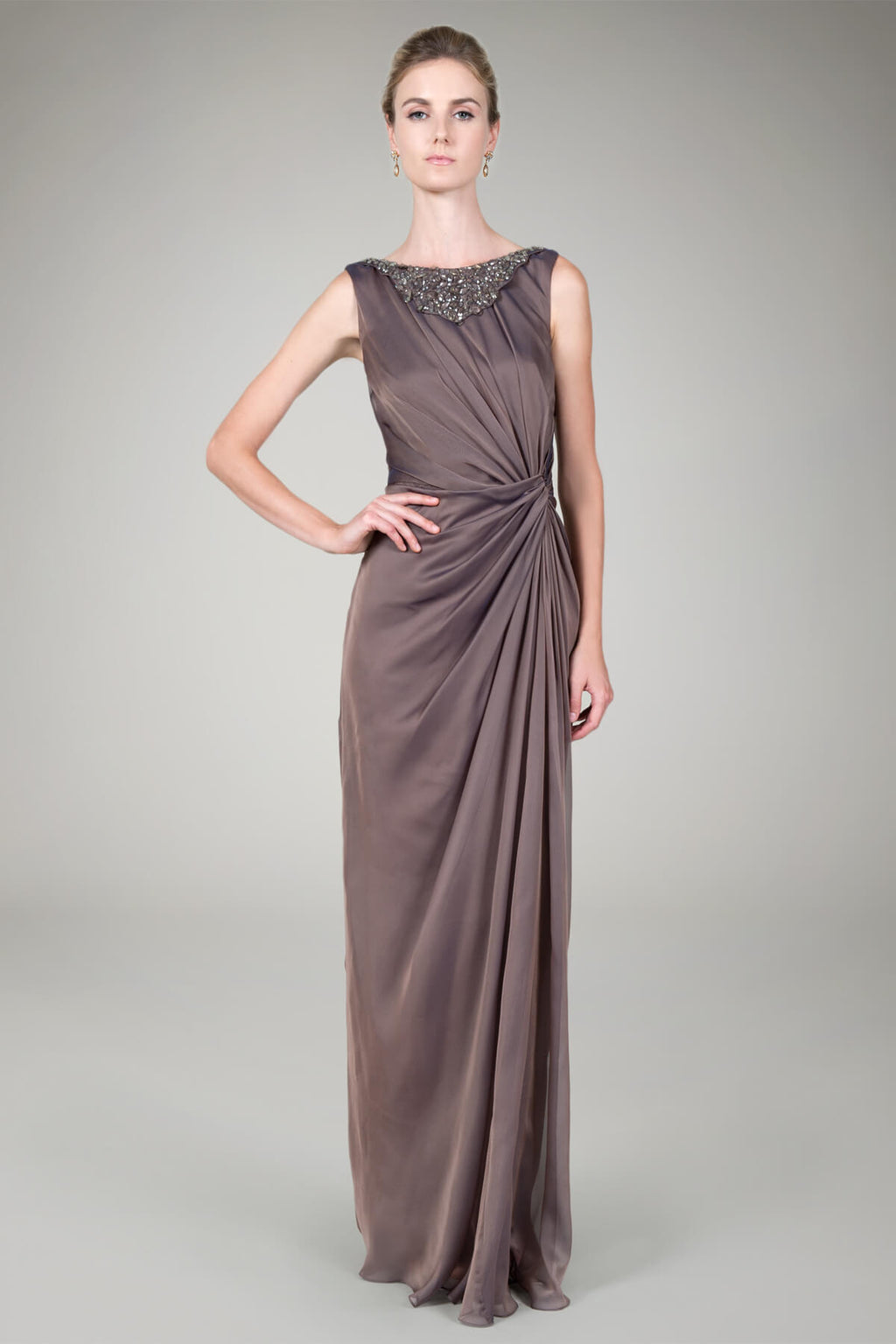 Iridescent Column Gown in Marigold