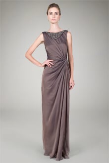 Iridescent Column Gown in Marigold