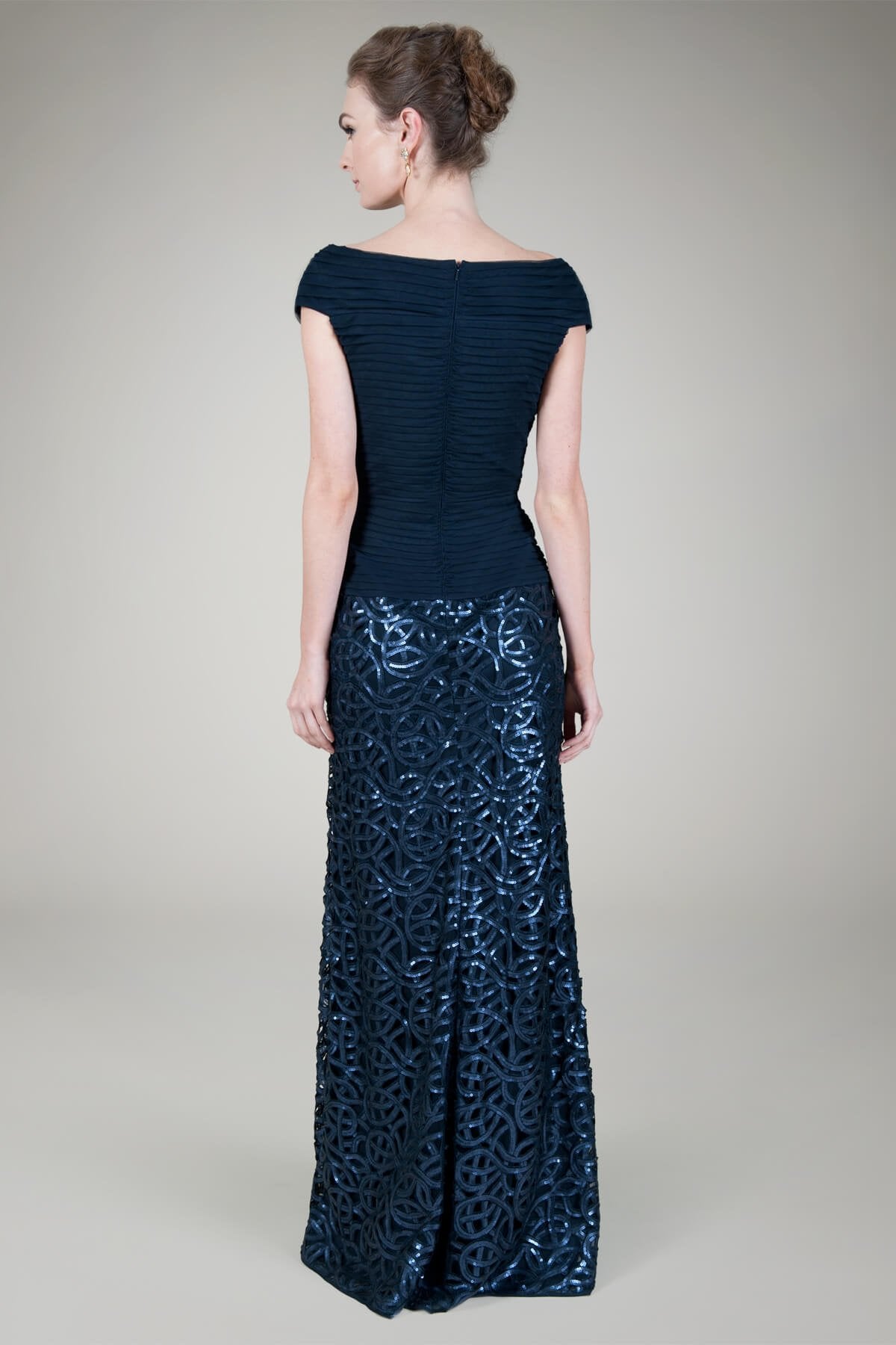 Cut Out Paillette Gown in Navy