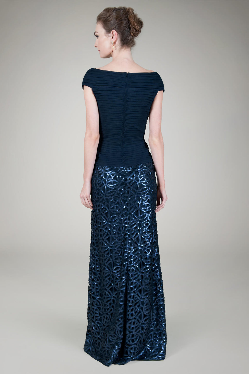 Cut Out Paillette Gown in Navy