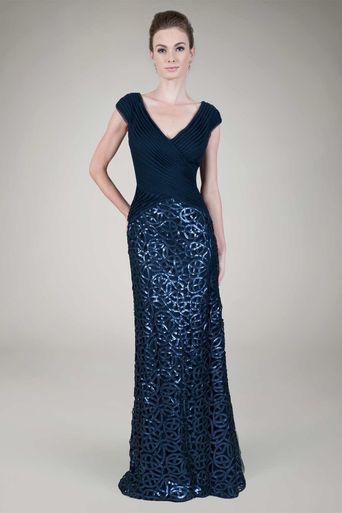 Cut Out Paillette Gown in Navy