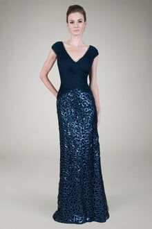 Cut Out Paillette Gown in Navy