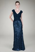 Cut Out Paillette Gown in Navy