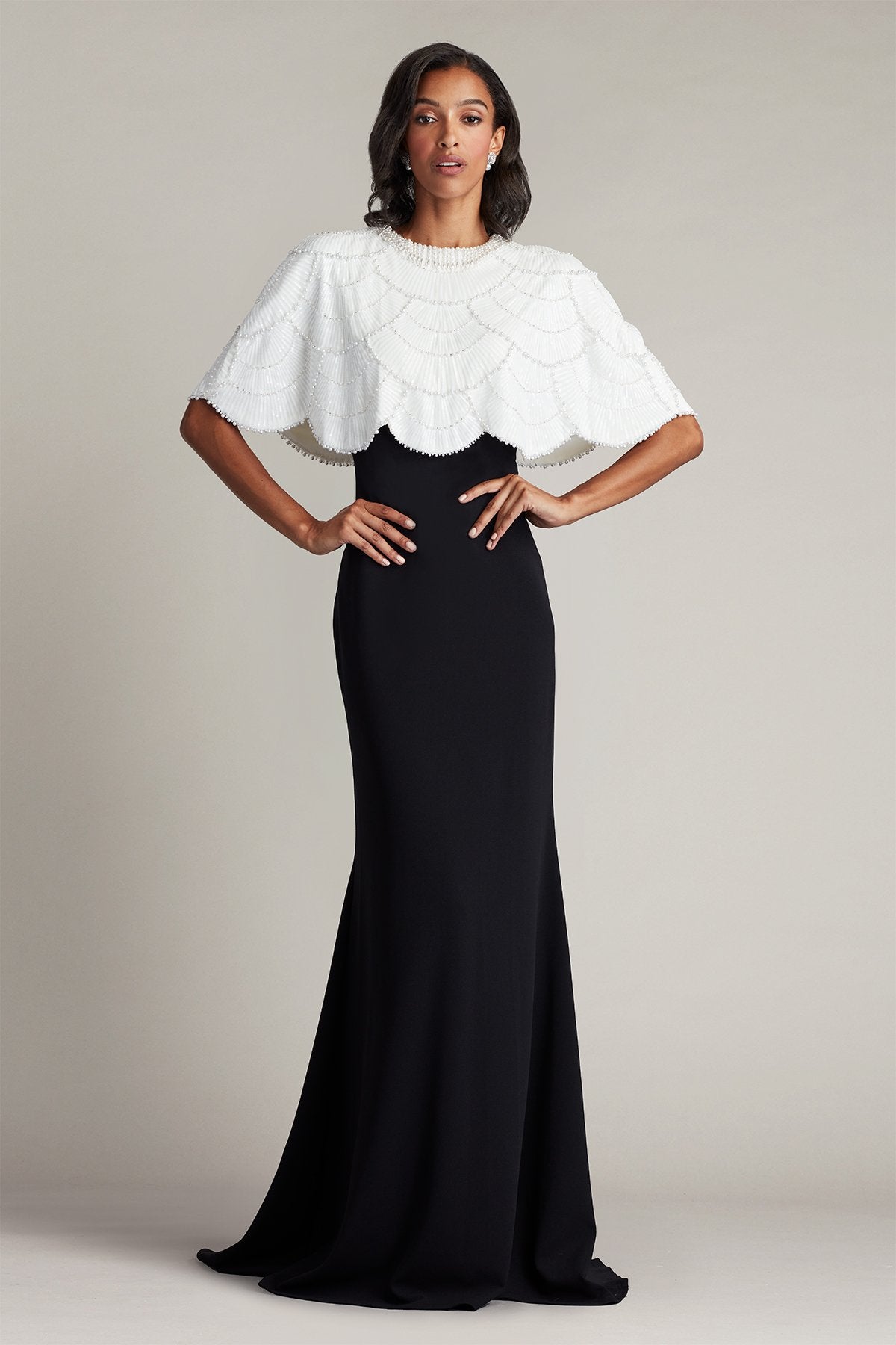 Reba Embellished Cape Overlay Gown – Tadashi Shoji Official Online Boutique
