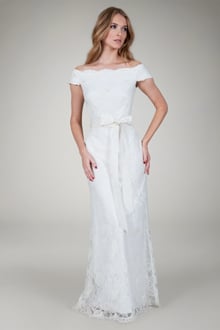Off Shoulder Lace Gown in Ivory