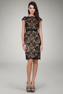 Black/Nude Lace Bateau Neckline Dress