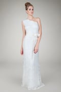 One Shoulder Lace Gown in Ivory