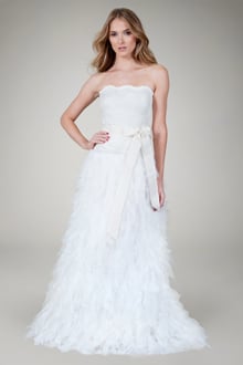 Hand Cut Organza Strapless Gown in Ivory