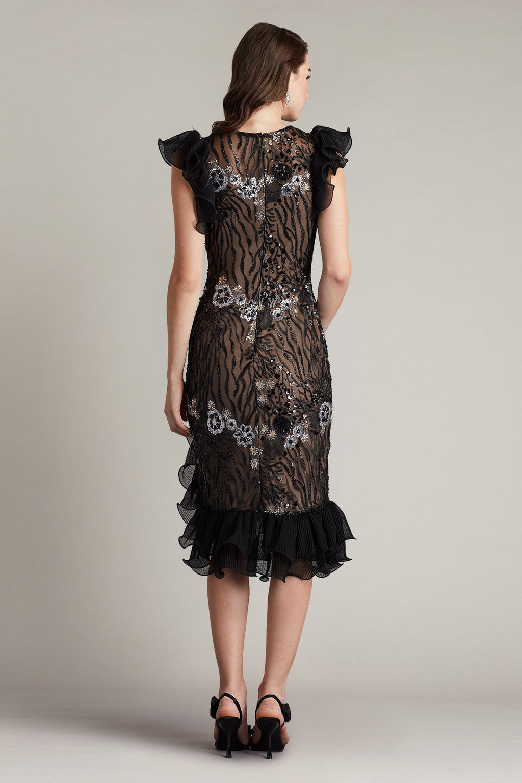 Gal Sequin Embroidered Ruffle Dress