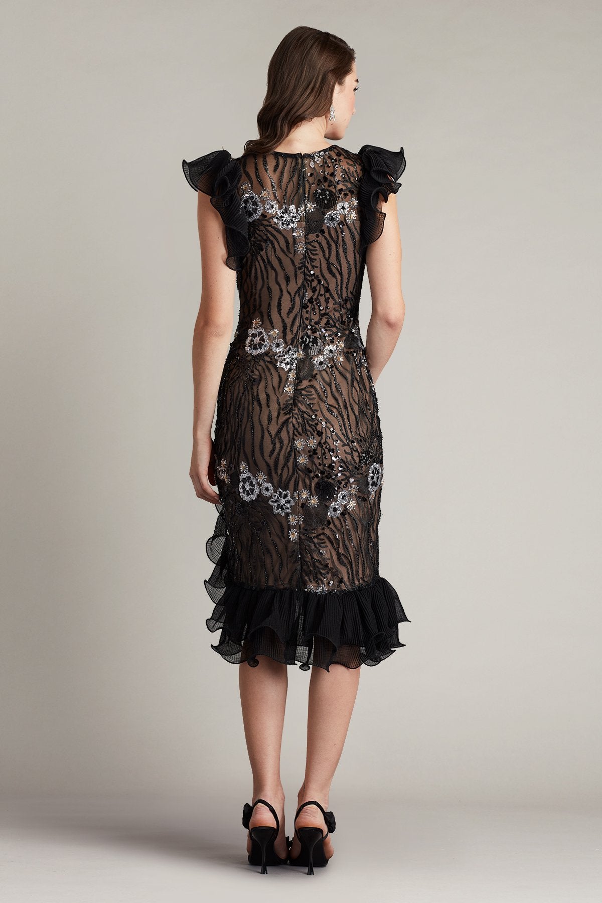 Gal Sequin Embroidered Ruffle Dress