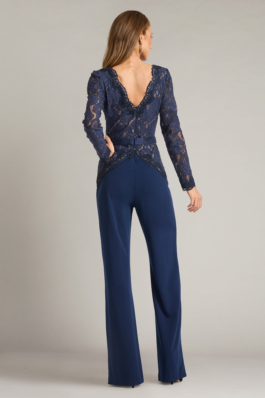 Amaris Plunging Illusion Lace Jumpsuit-NV/ND Back