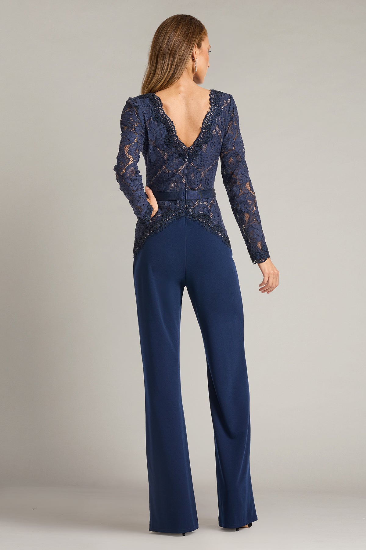 Amaris Plunging Illusion Lace Jumpsuit-NV/ND Back