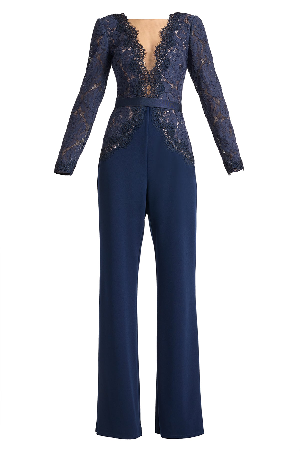 Amaris Plunging Illusion Lace Jumpsuit-NV/ND Ghost