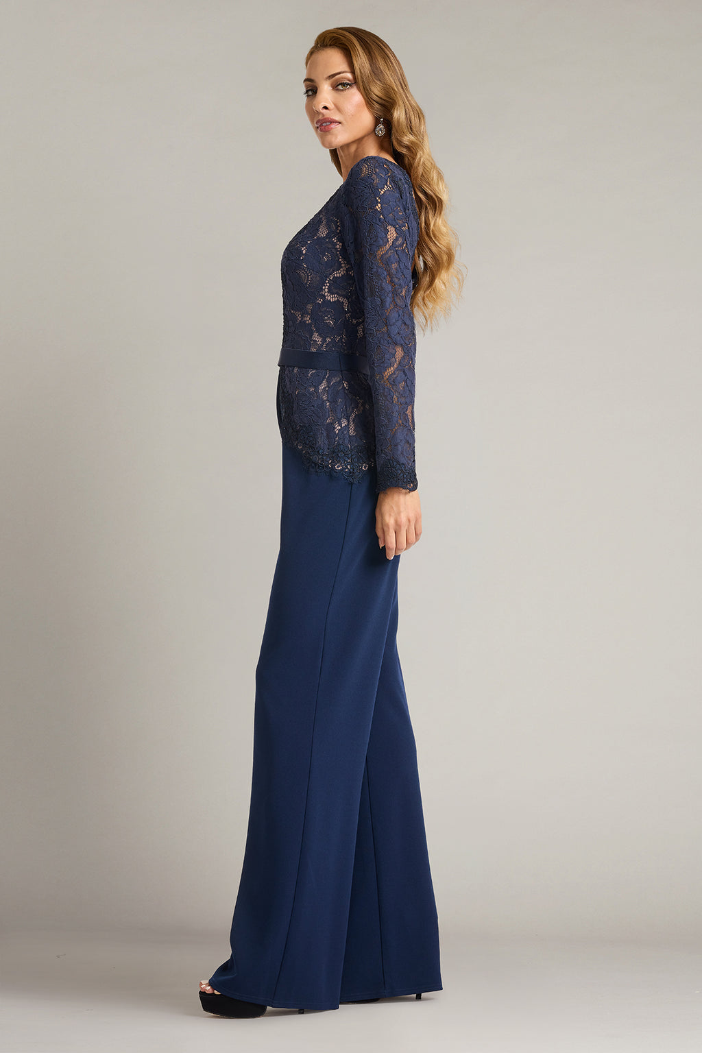 Amaris Plunging Illusion Lace Jumpsuit-NV/ND Side