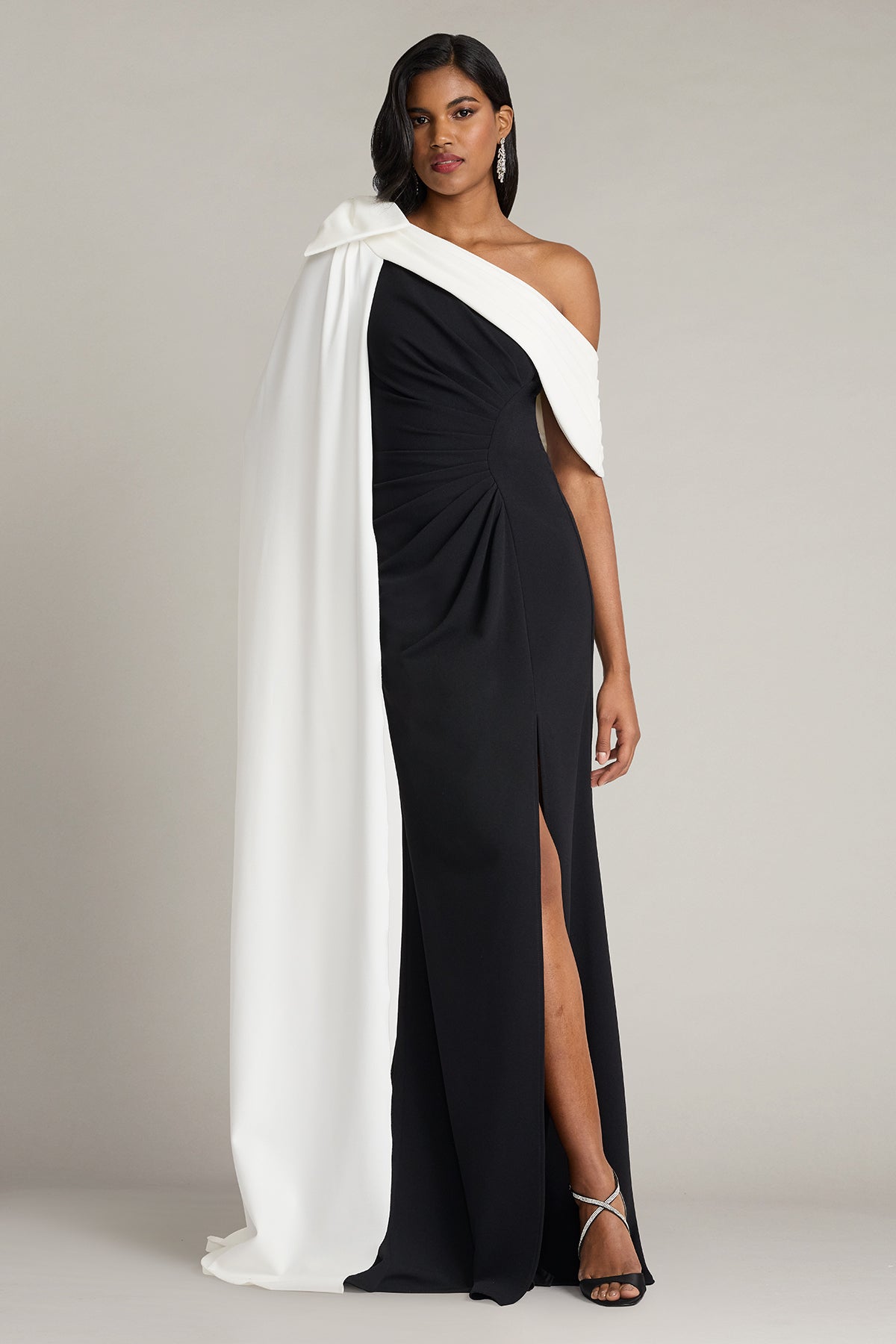 Romi One-Shoulder Bow Cape Gown – Tadashi Shoji Official Online