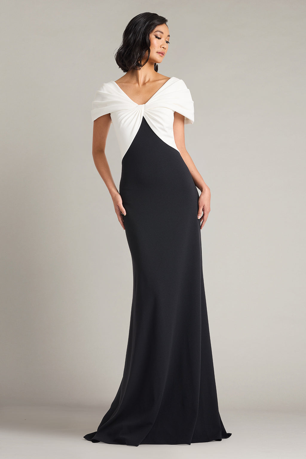 Rafner Twist Neck Gown-IV/BK Front
