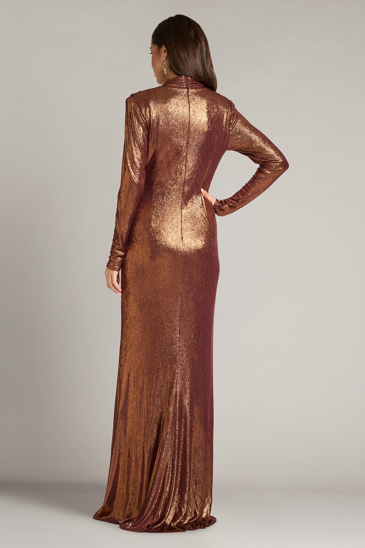 Ferrum Metallic Twist Drape Gown – Tadashi Shoji Official Online Boutique