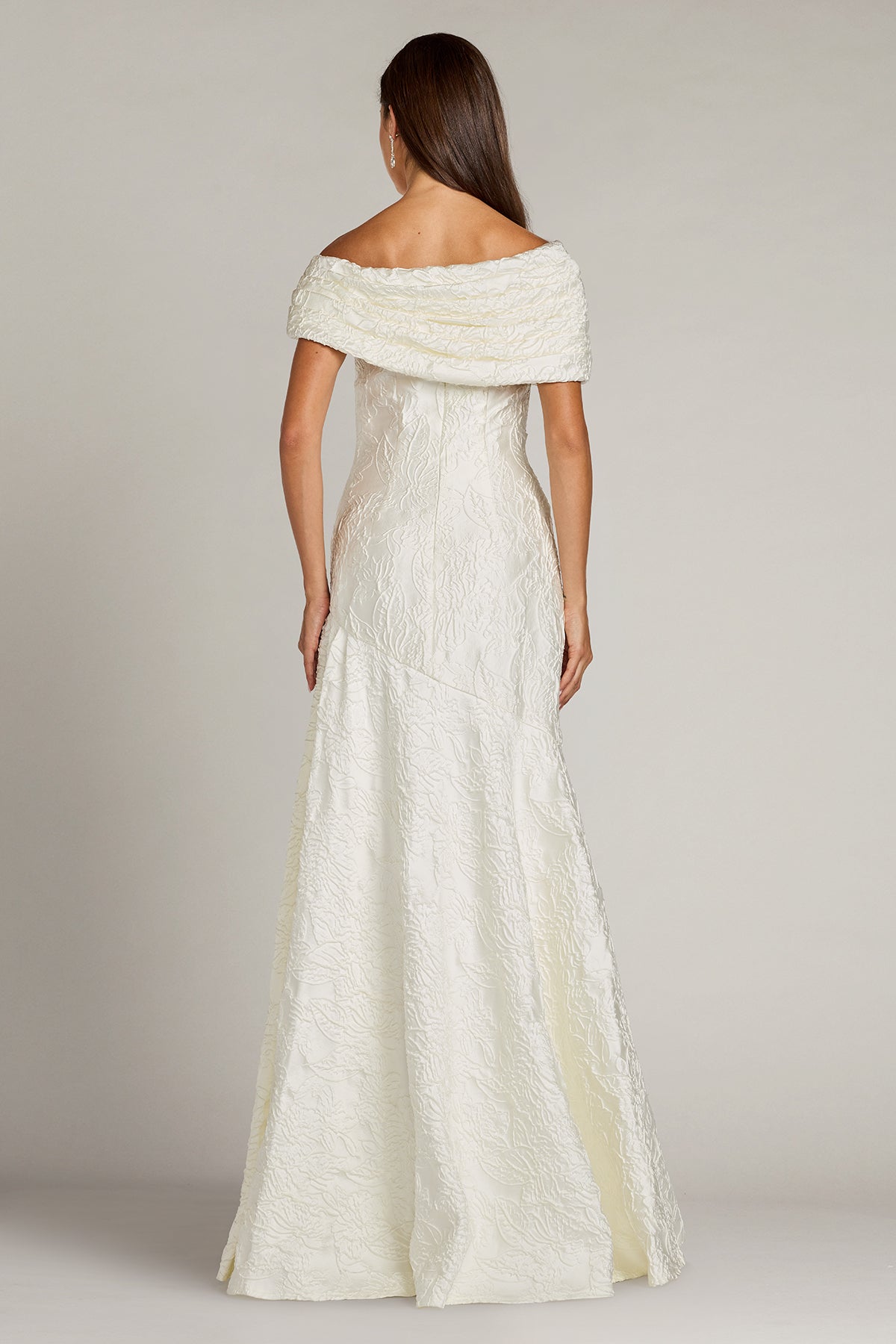 Mita Draped Floral Jacquard Gown