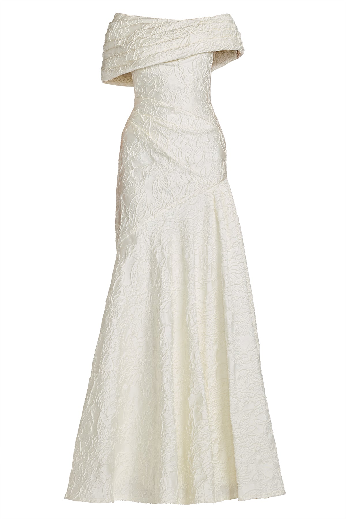 Mita Draped Floral Jacquard Gown