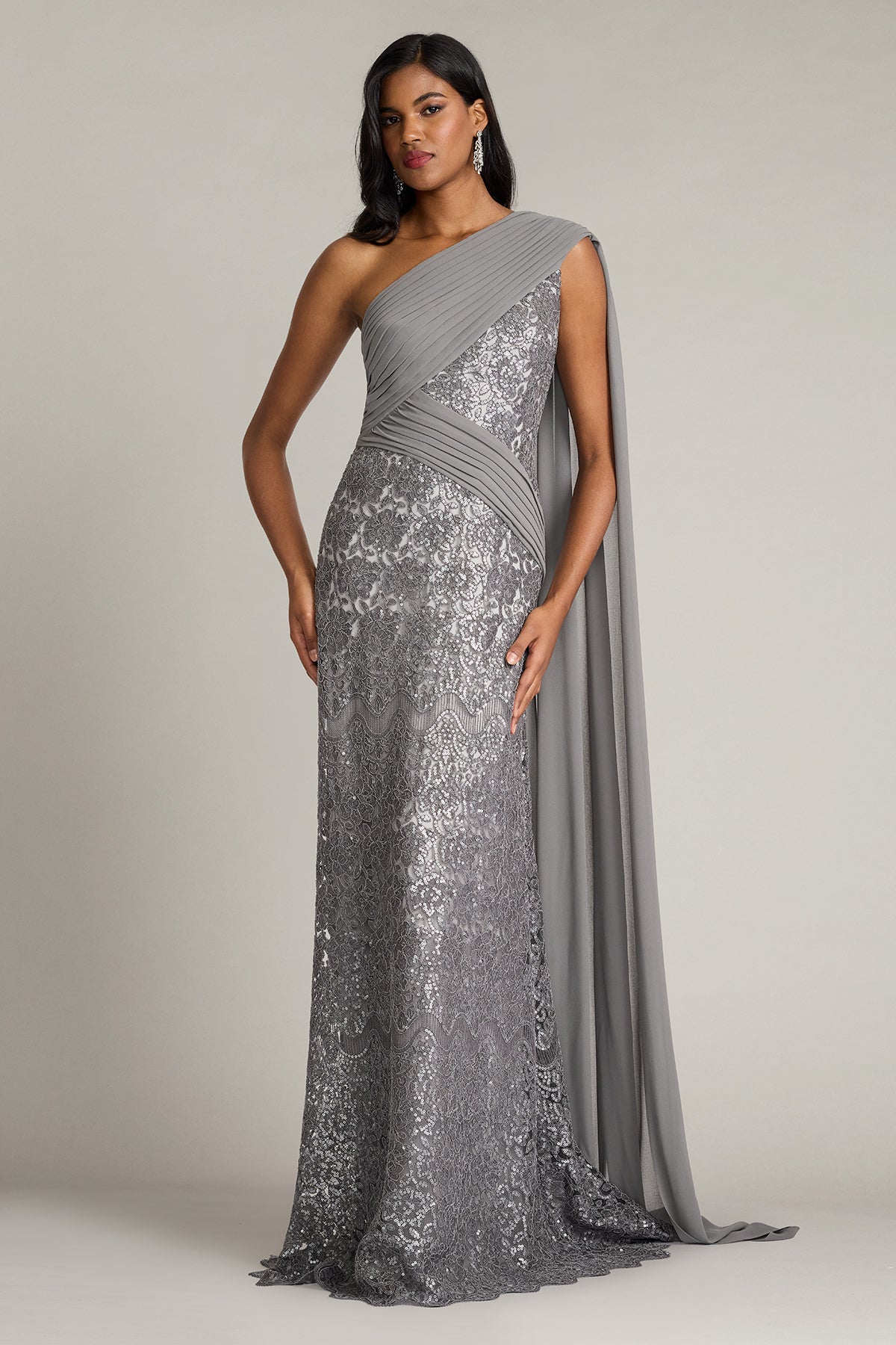 Eamon Draped Sleeve Sequin Embroidered Gown – Tadashi Shoji Official Online Boutique