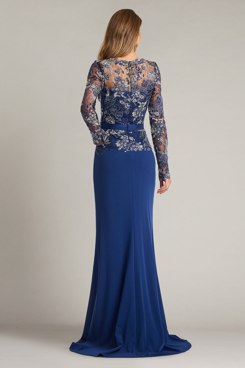 Beacon Belted Embroidered Illusion Gown-MDNIT Back