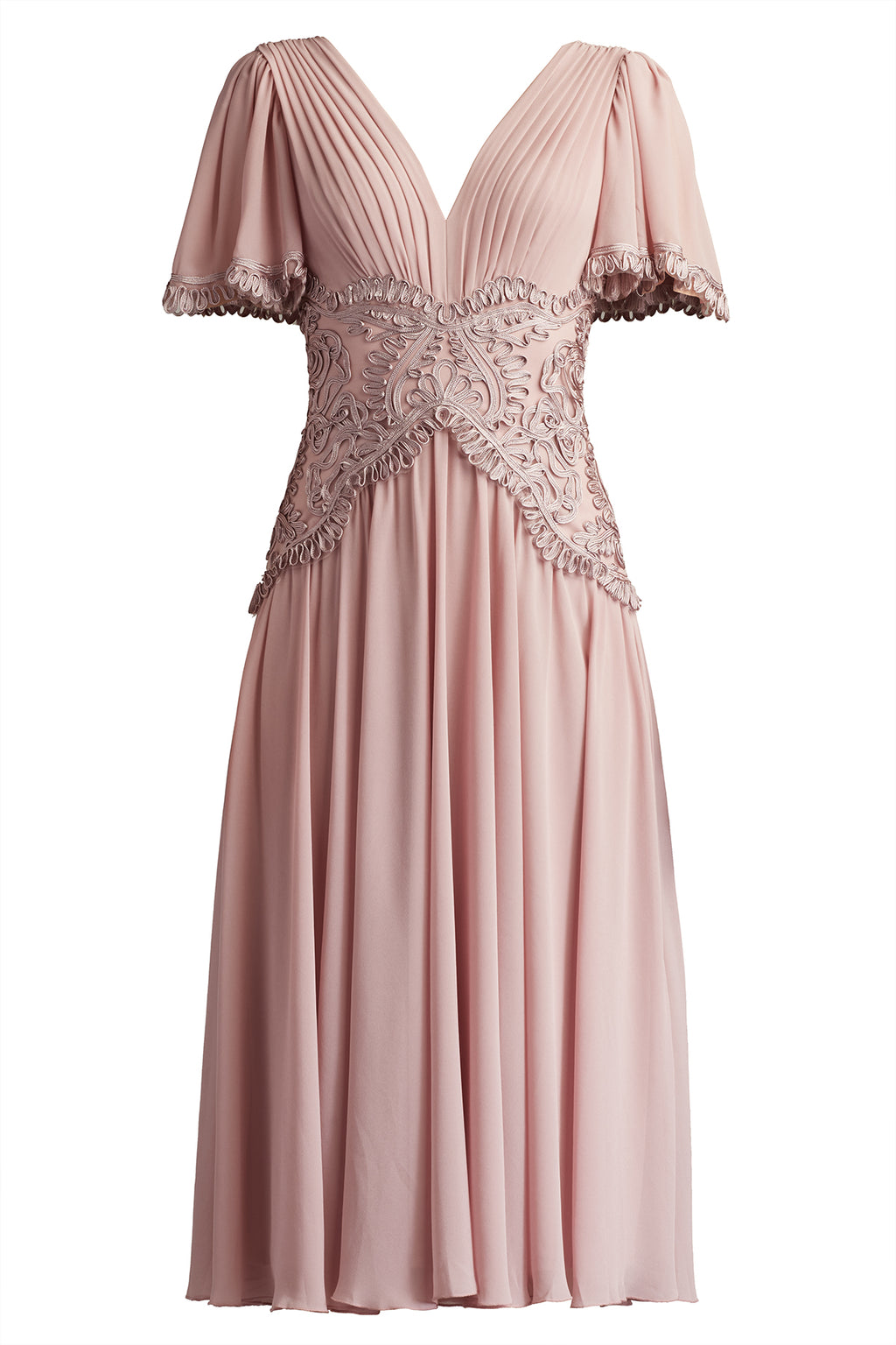 Indira Embroidered Chiffon Midi Dress – Tadashi Shoji Official Online Boutique