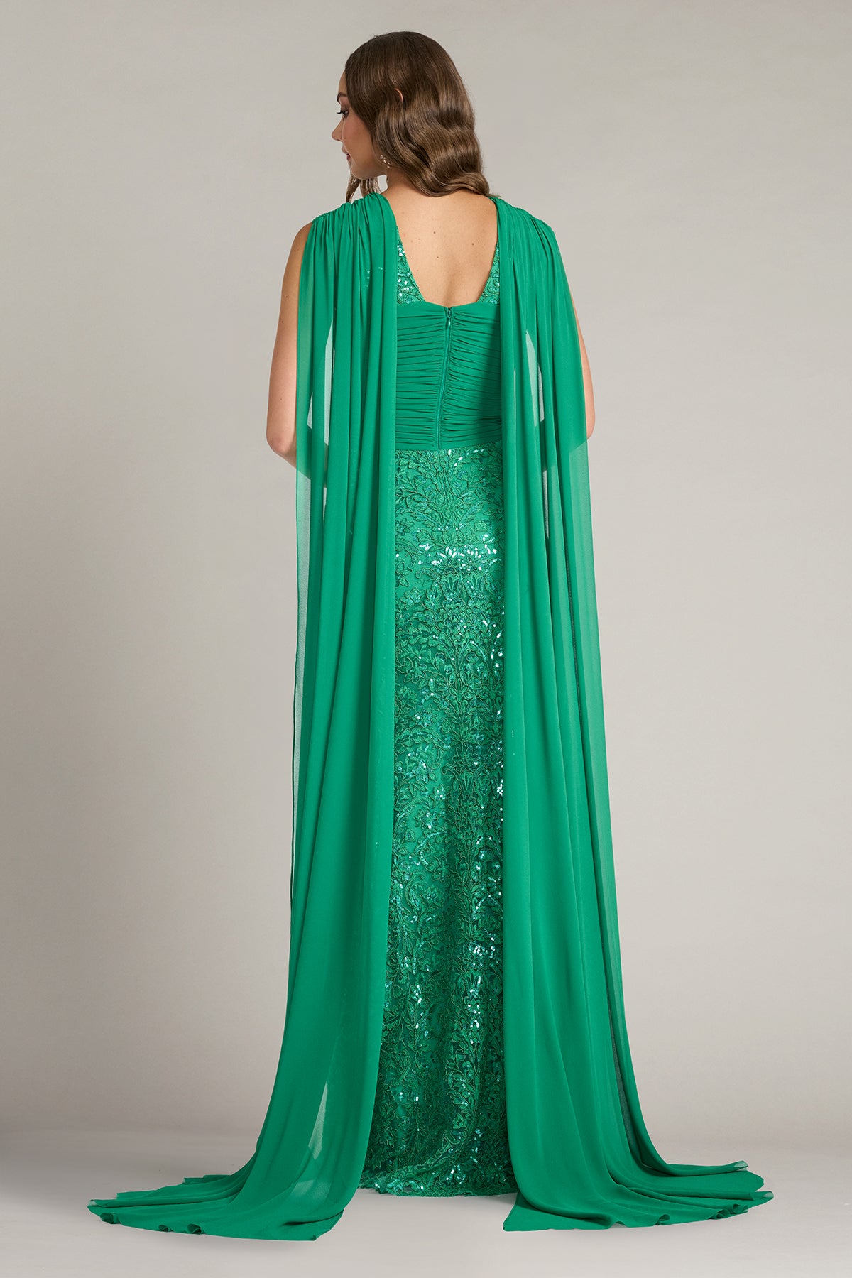 Albioin Sequin Embroidered Sash Gown-ACJAD Back