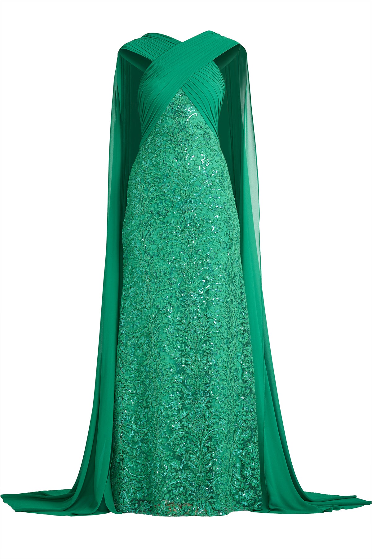 Albioin Sequin Embroidered Sash Gown-ACJAD Ghost