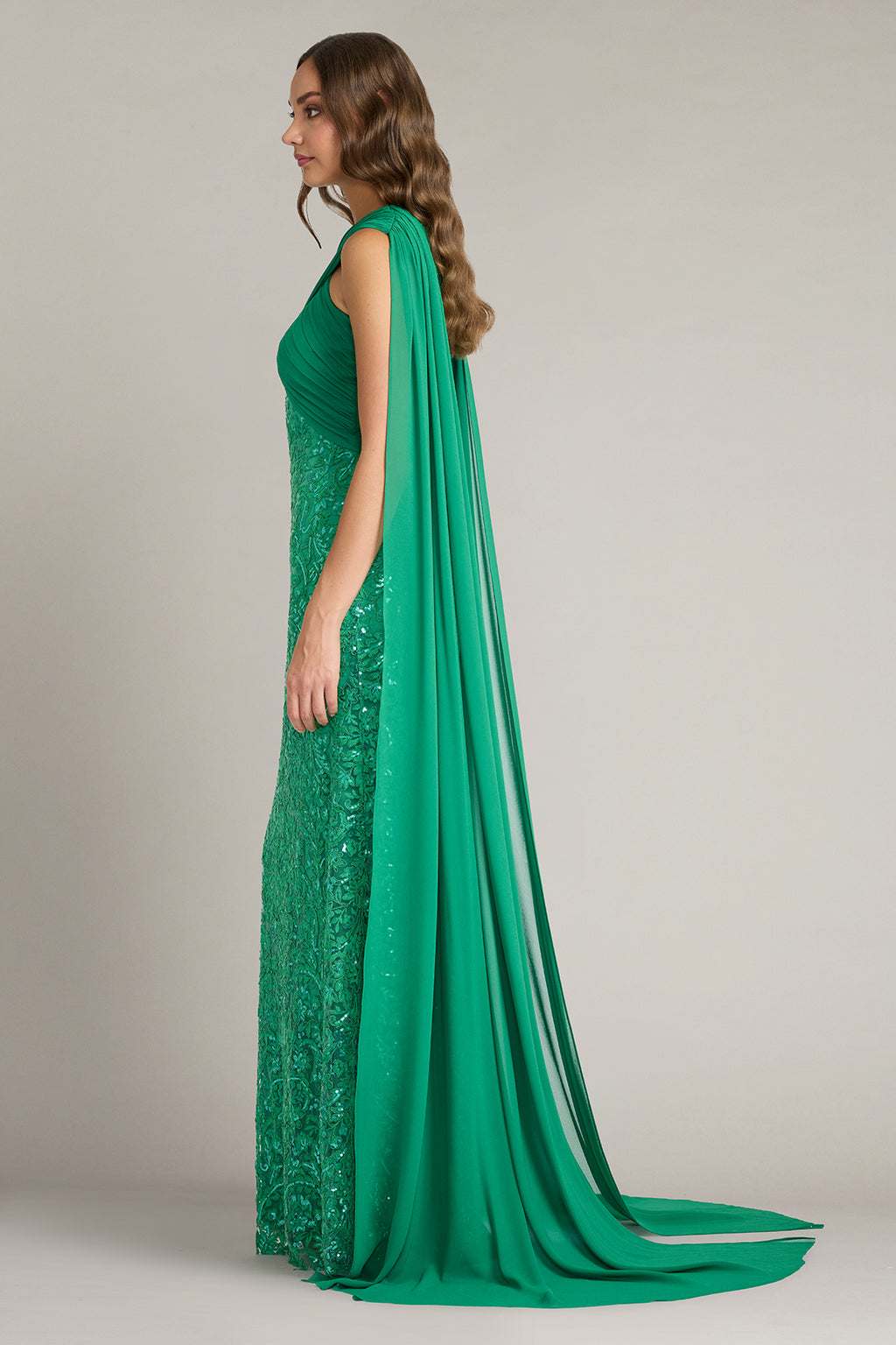 Albioin Sequin Embroidered Sash Gown-ACJAD Side