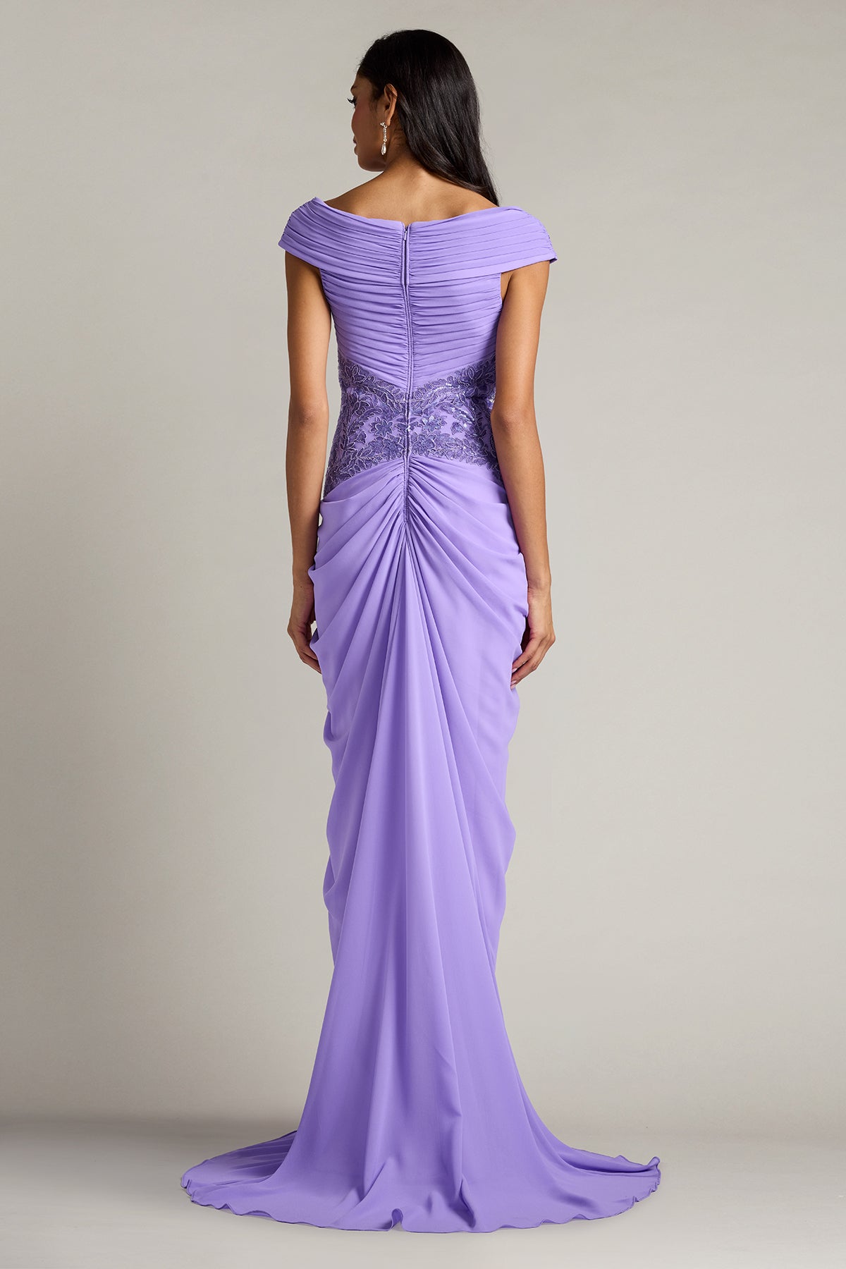 Mihaley Embroidered Waist Draped Gown-LVDMT Back