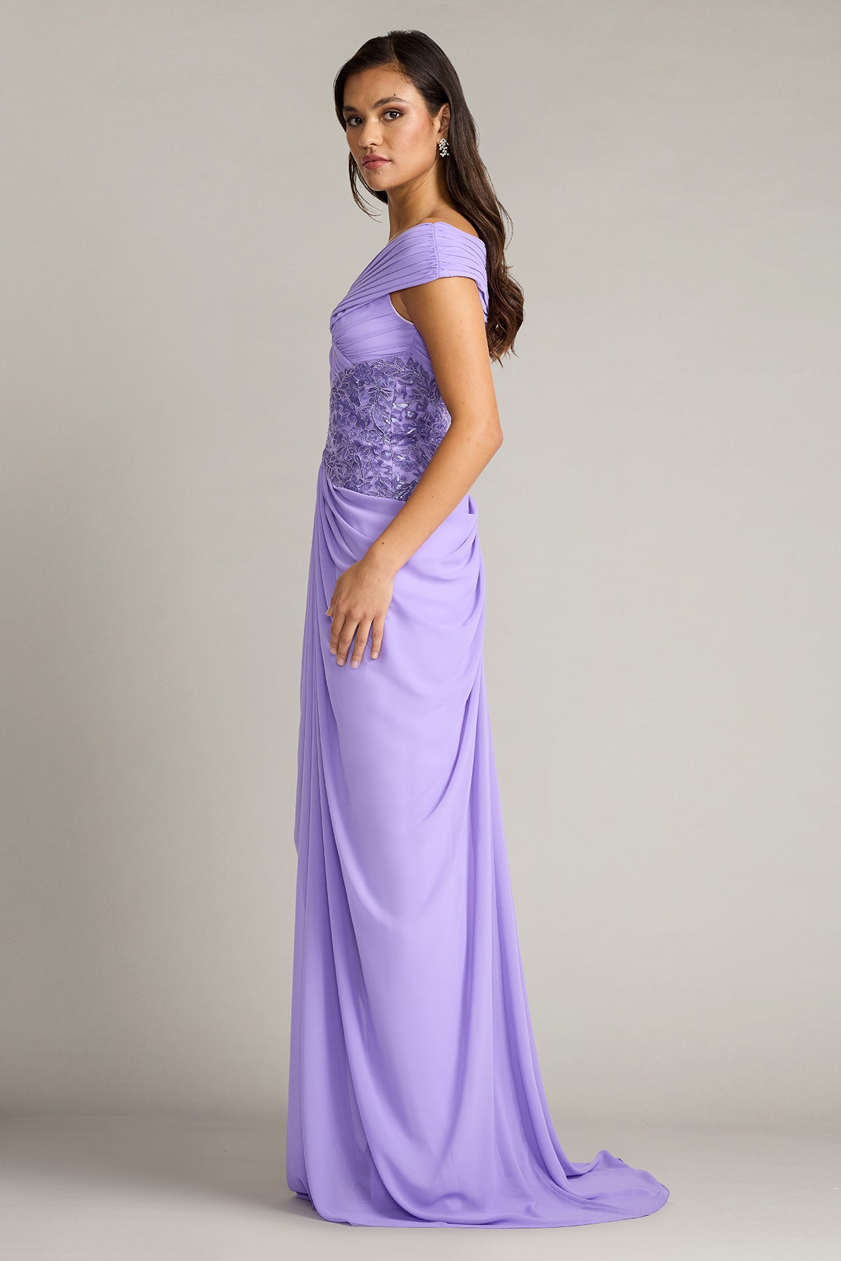 Mihaley Embroidered Waist Draped Gown-LVDMT Side