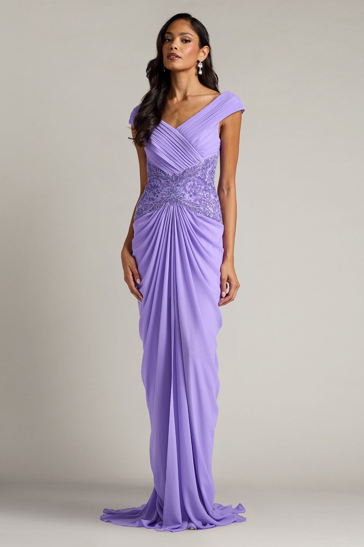 Mihaley Embroidered Waist Draped Gown