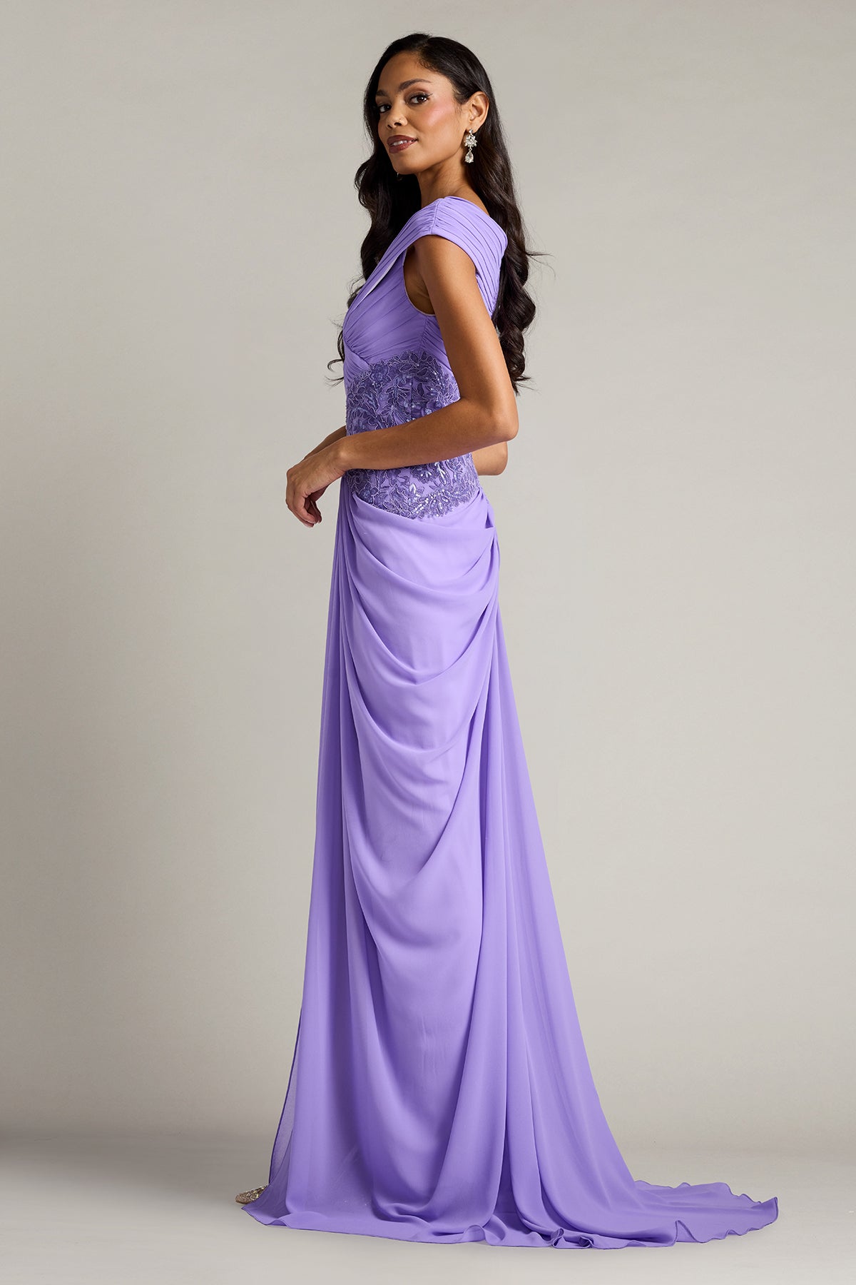 Mihaley Embroidered Waist Draped Gown