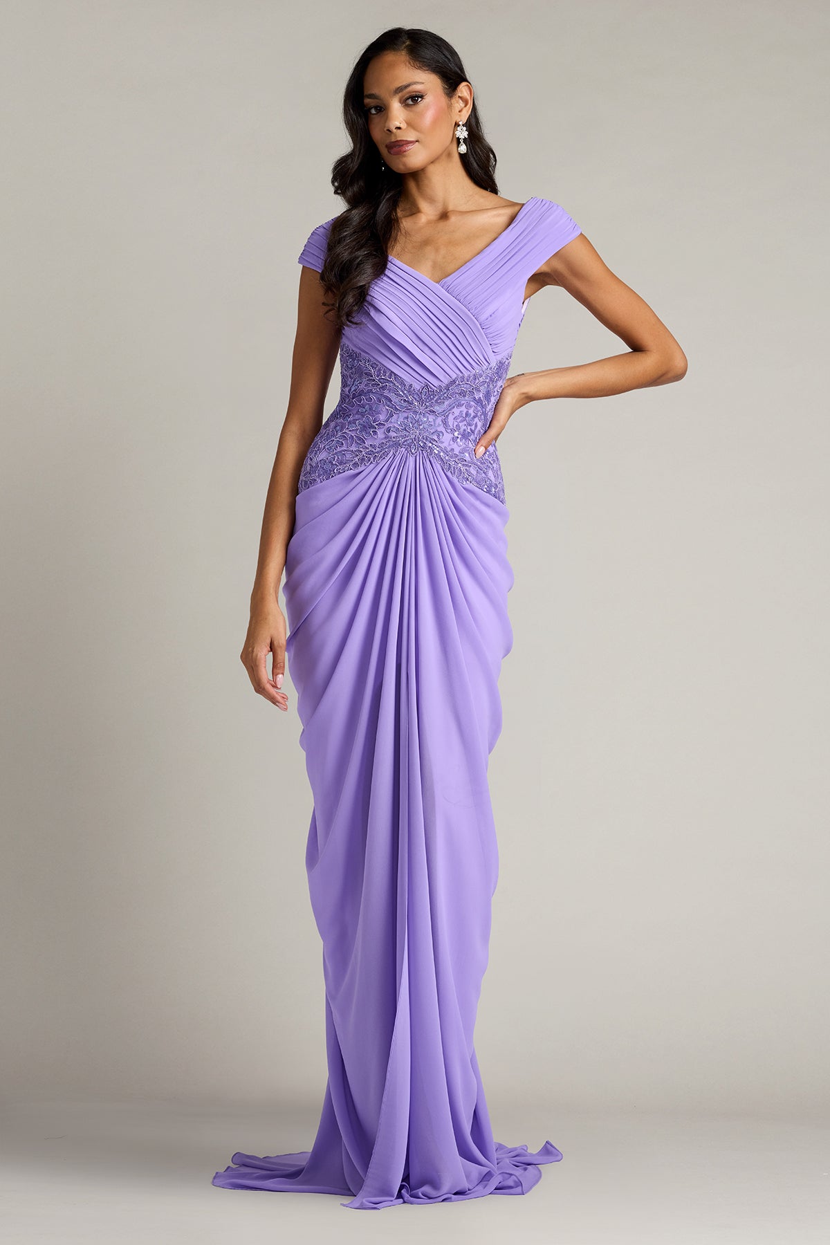 Mihaley Embroidered Waist Draped Gown