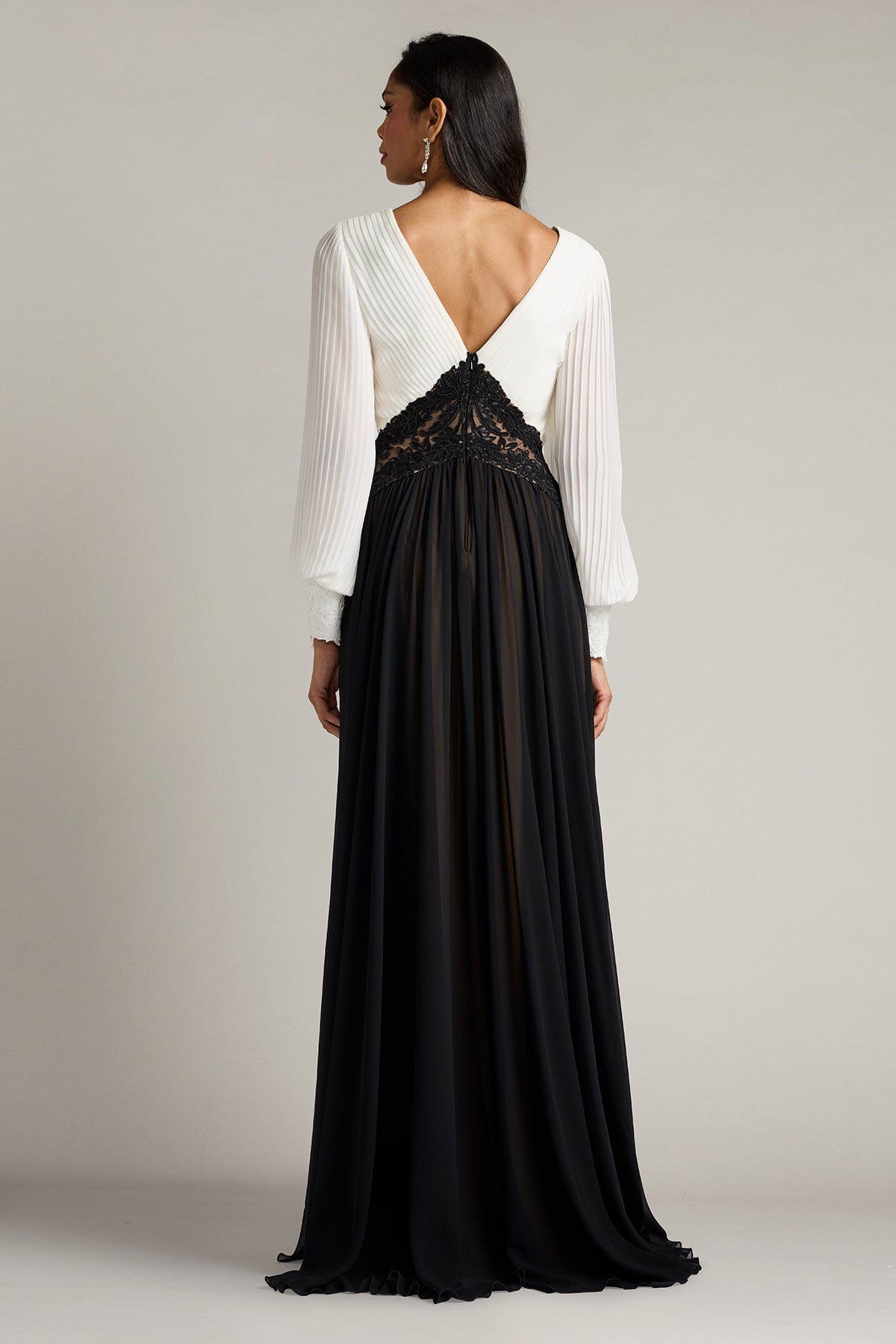 Benulo Pleated Embroidered Waist Gown