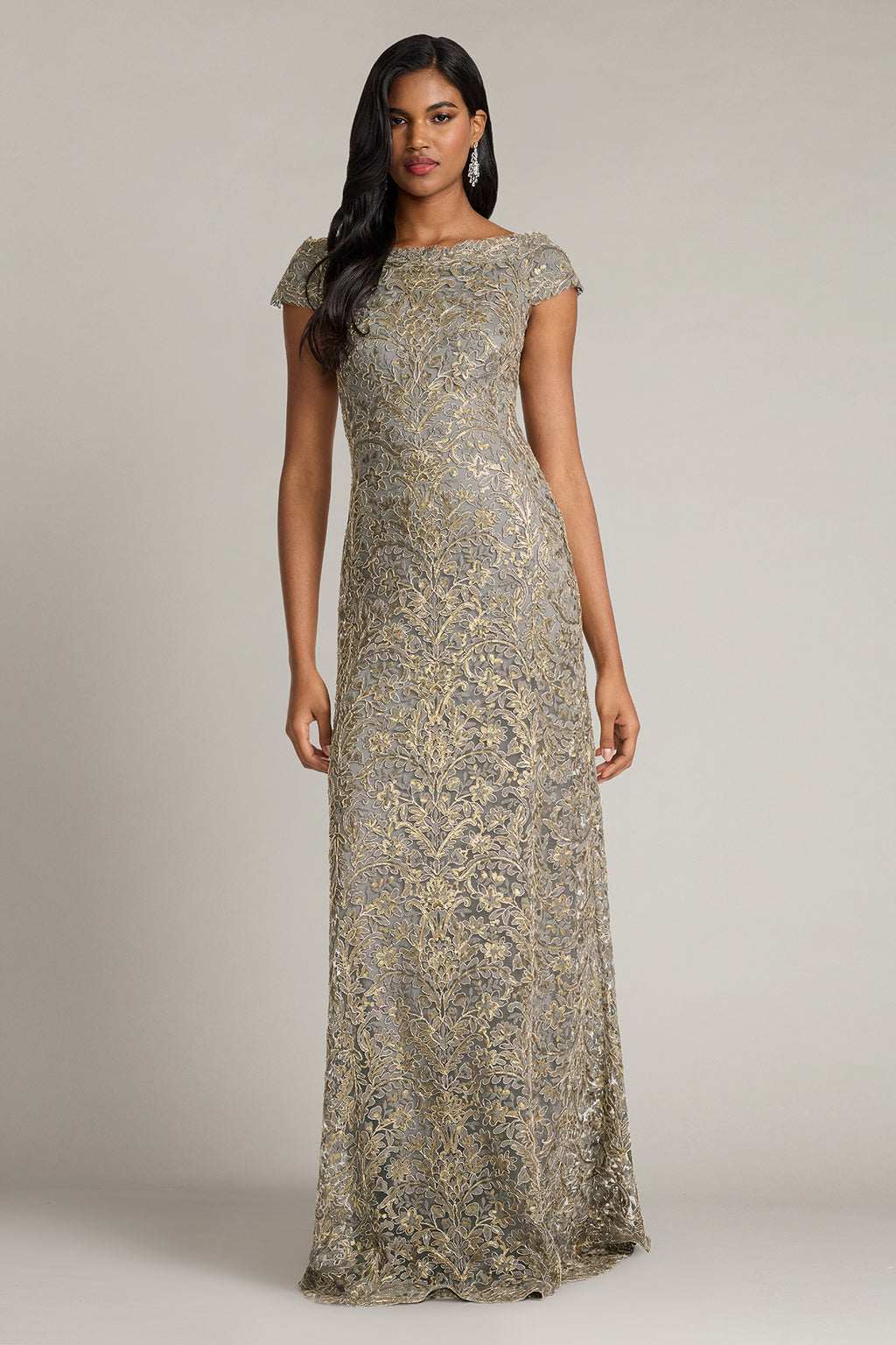 Dusen Vine Embroidered Tulle Gown-SMKPL Front