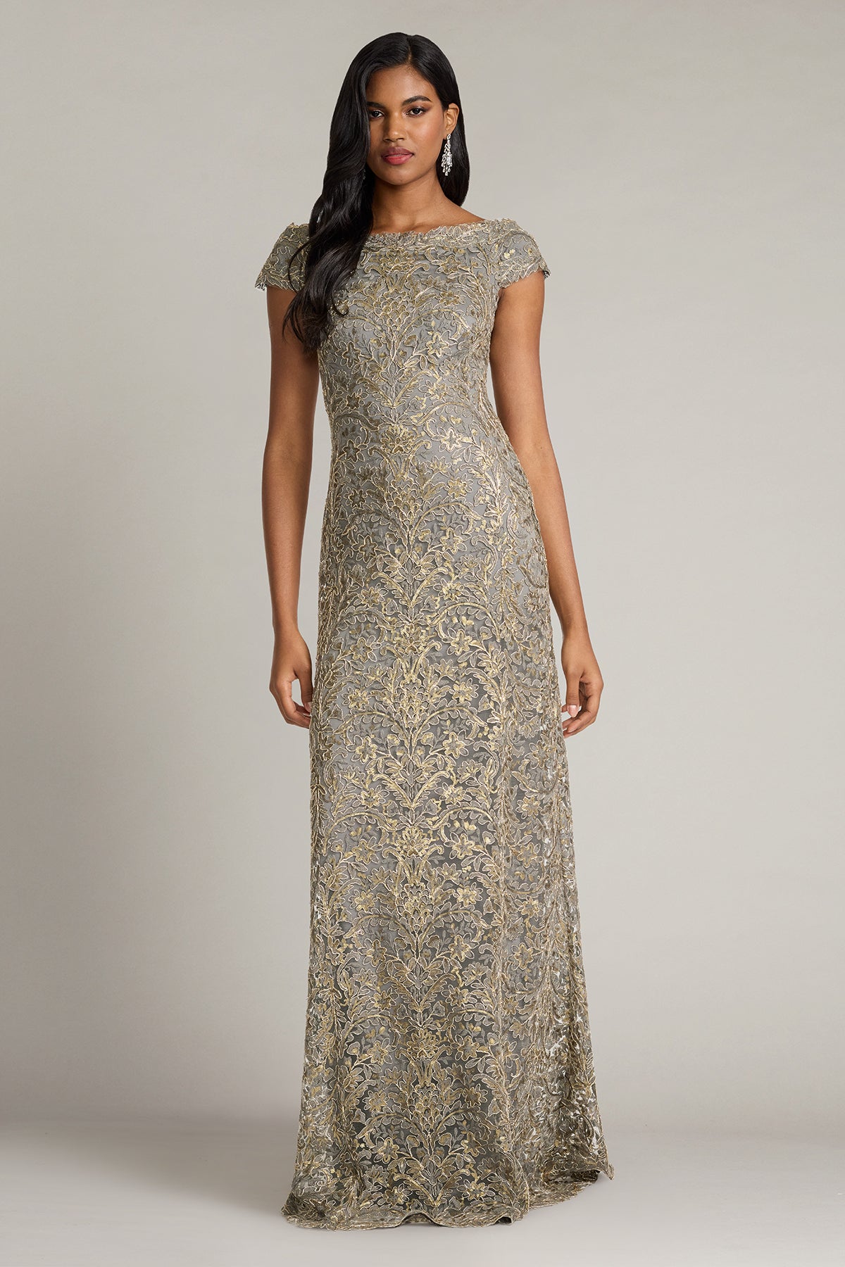 Dusen Vine Embroidered Tulle Gown-SMKPL Front