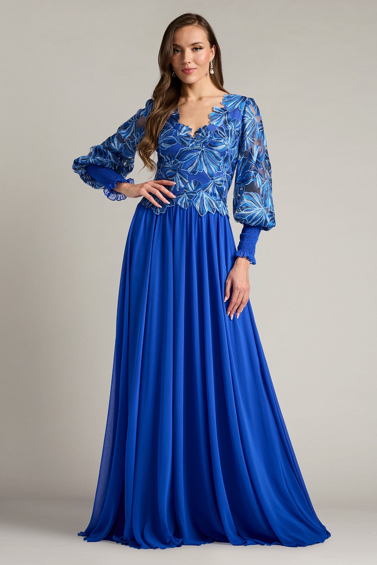 Dansby Embroidered Bishop Sleeve Gown