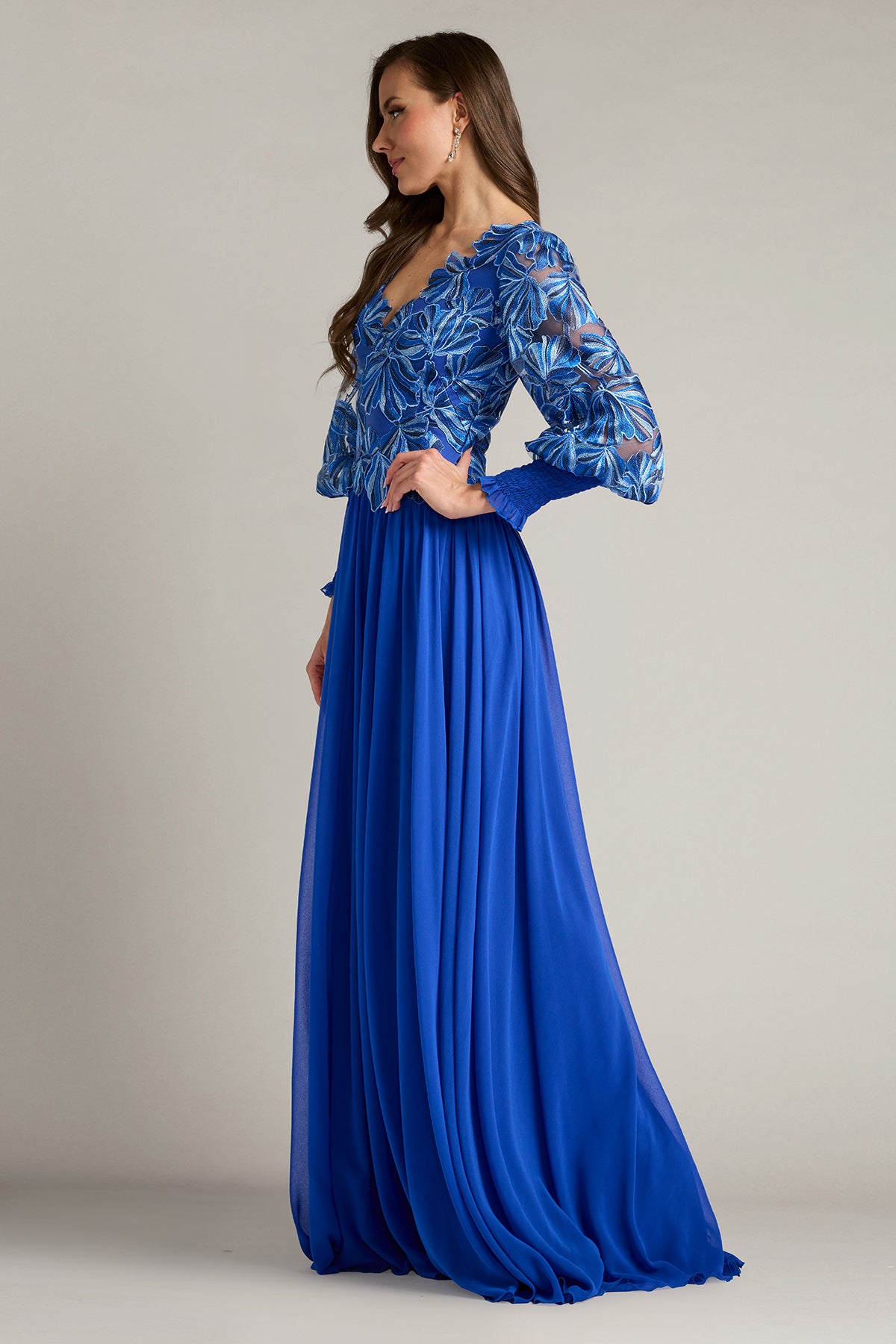 Dansby Embroidered Bishop Sleeve Gown