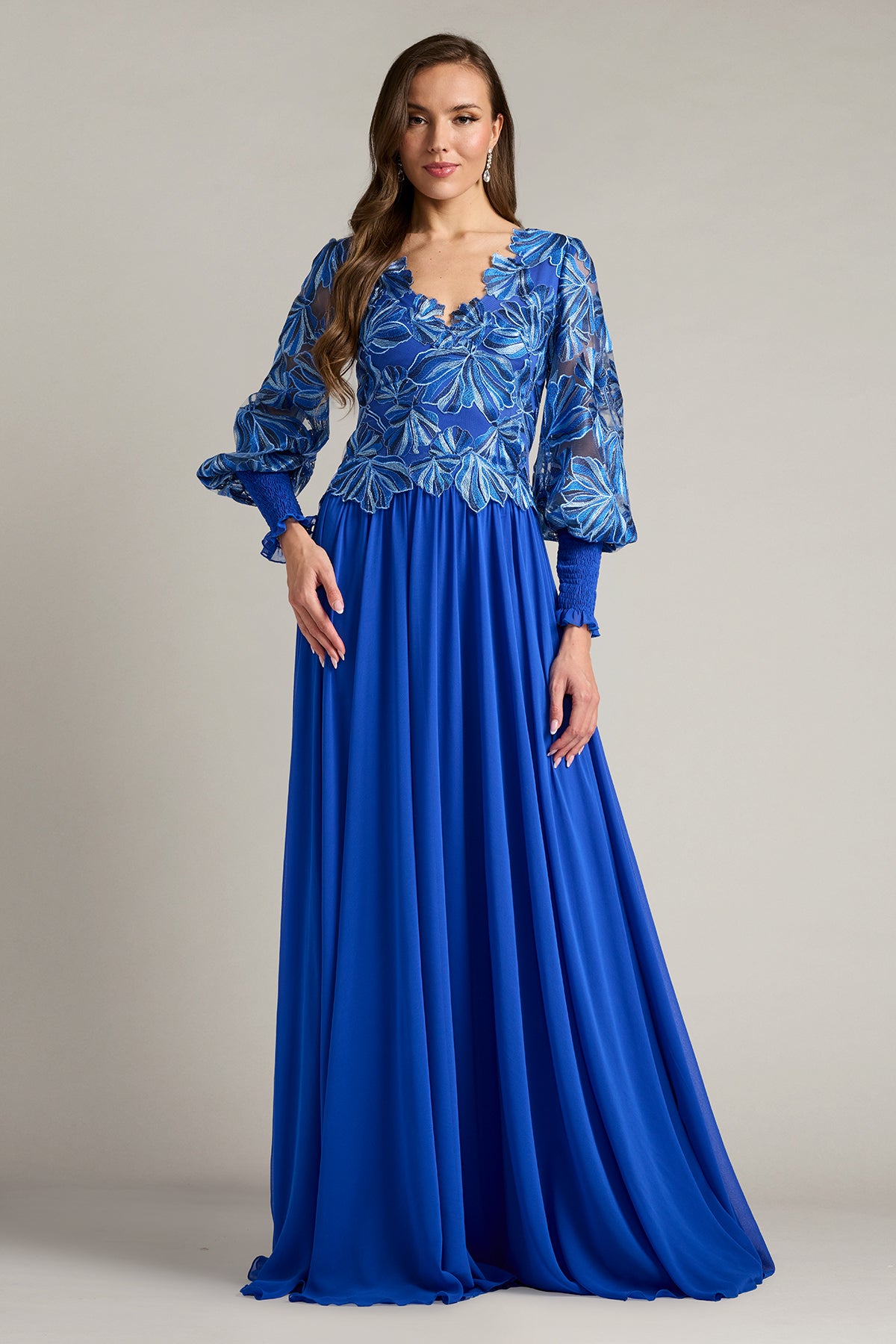 Dansby Embroidered Bishop Sleeve Gown