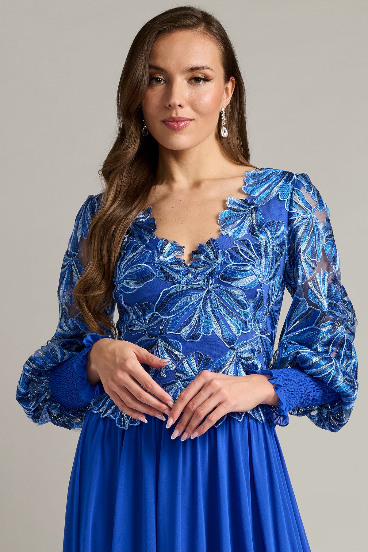 Dansby Embroidered Bishop Sleeve Gown