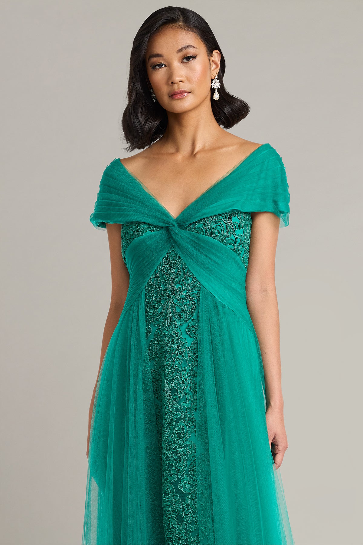 Parello Lotus Embroidered Tulle Gown-EMERA Crop