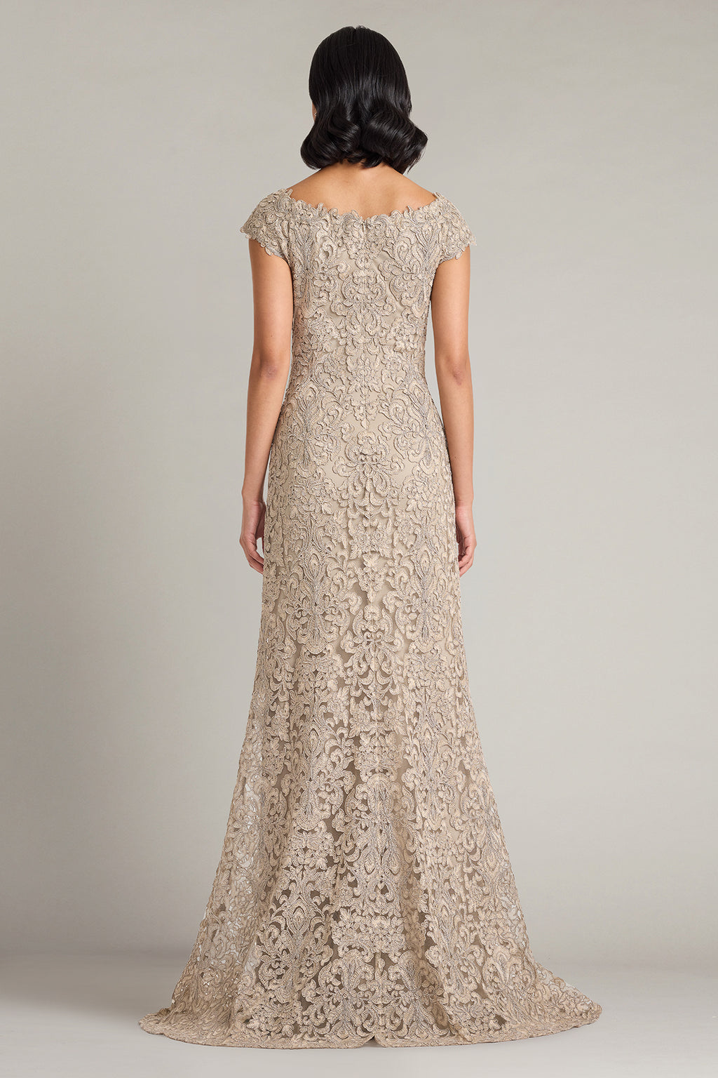 Hoyt Lotus Embroidered Tulle Gown-PUMIC Back