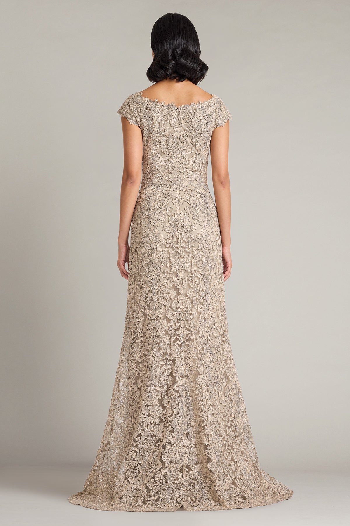 Hoyt Lotus Embroidered Tulle Gown-PUMIC Back