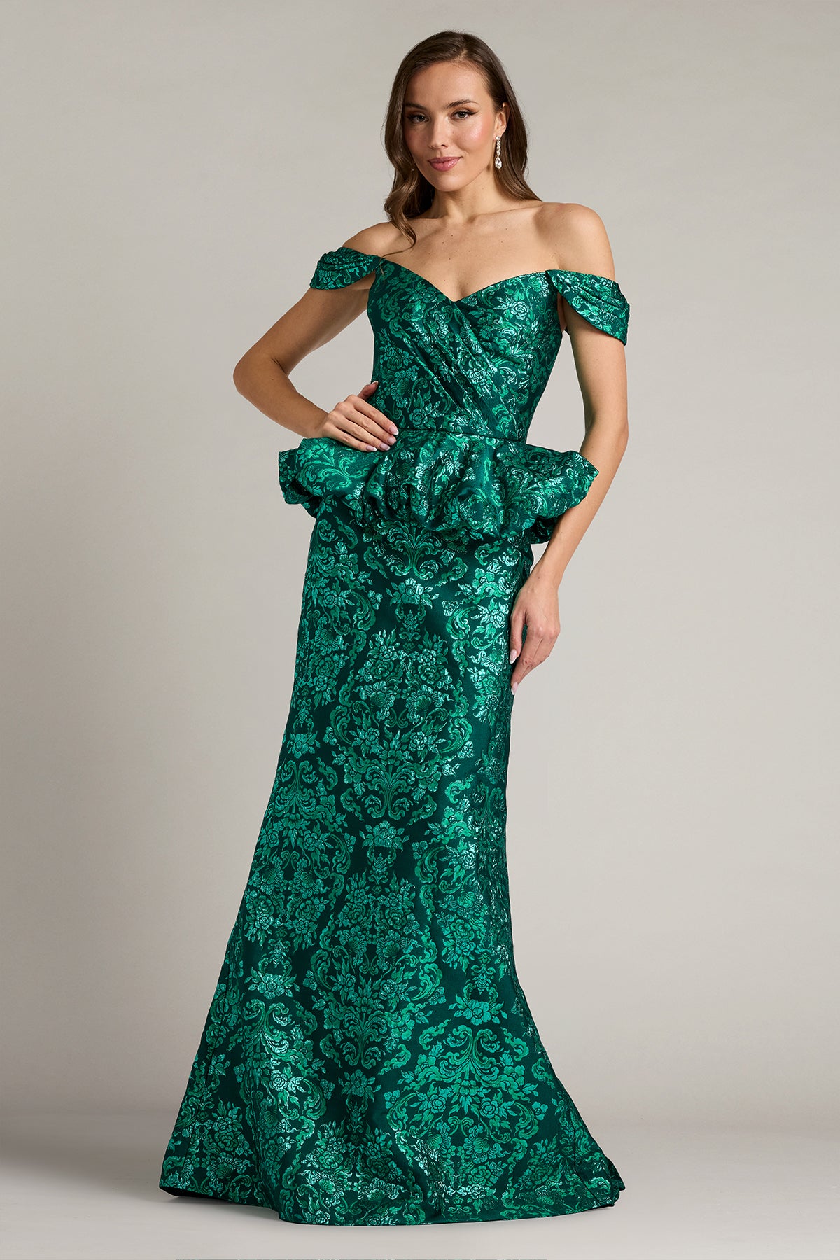 Corliss Bubble Peplum Gown – Tadashi Shoji Official Online Boutique