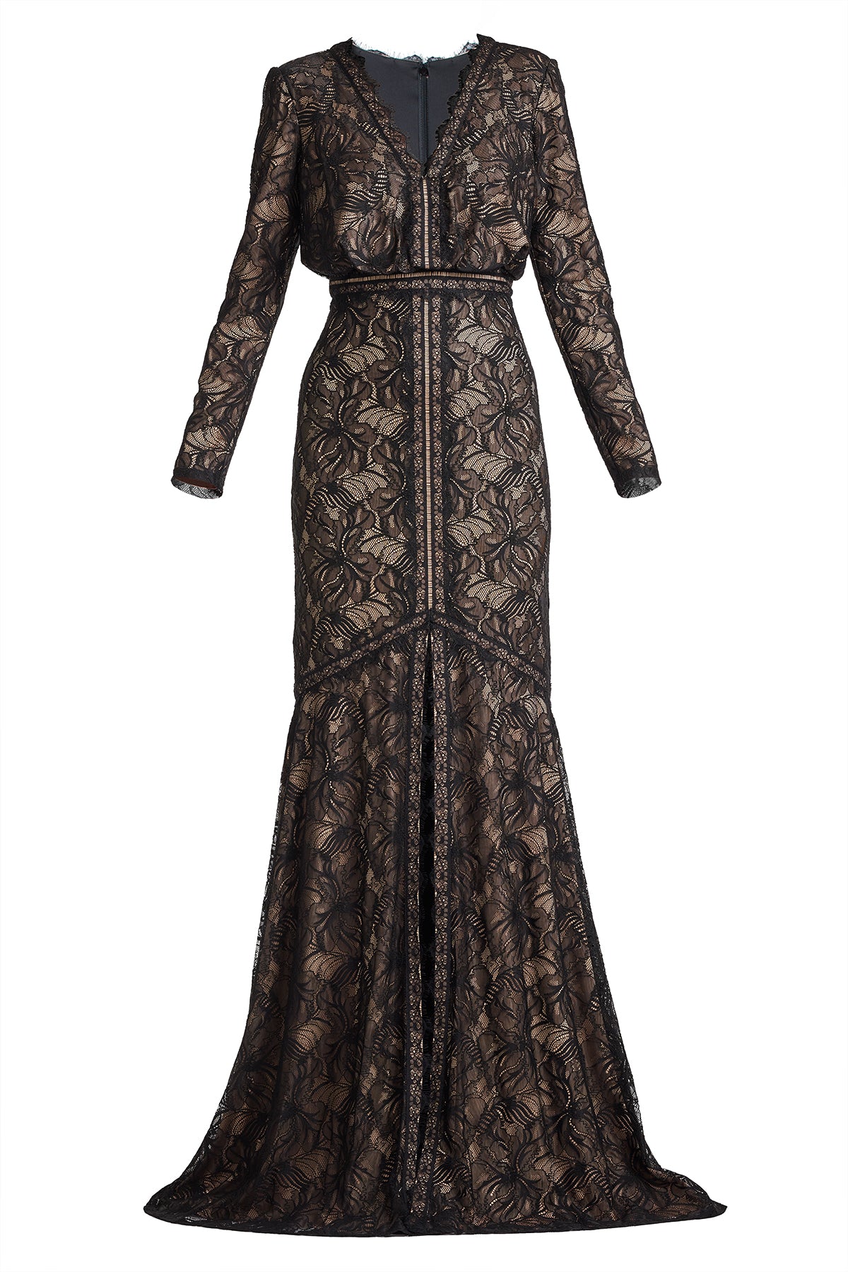 Carelli Orchid Lace Gown-BK/ND Ghost