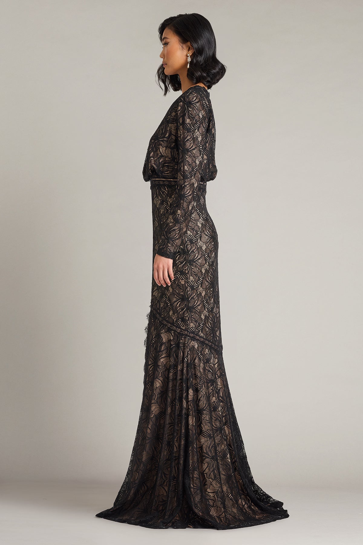 Carelli Orchid Lace Gown-BK/ND Side